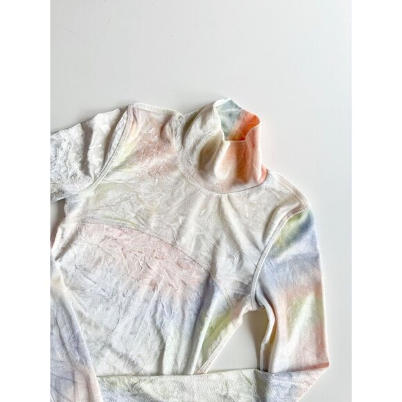 Aritzia WILFRED FREE Moon Pastel Tie Dye Velvet Cropped Turtleneck Top, Size XS - Picture 6 of 15